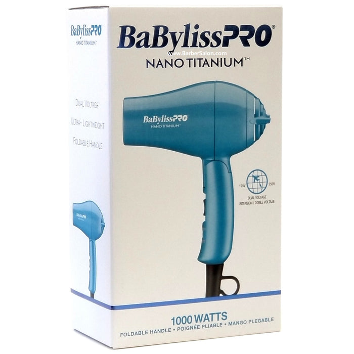 BaByliss Pro Nano Titanium Travel Dryer - Blue #BNT053TUC