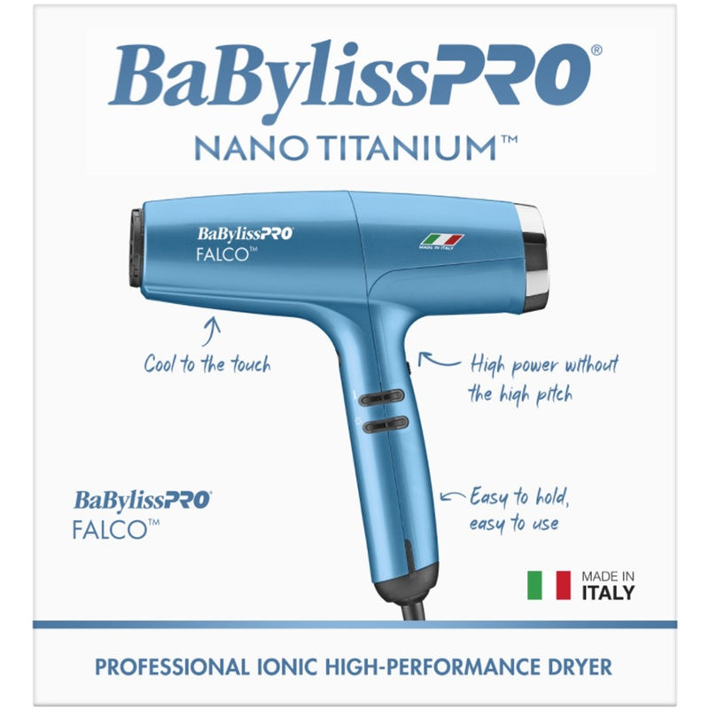 BaByliss Pro Nano Titanium FALCO Professional Italian High-Speed Dryer - Blue #BNT8550