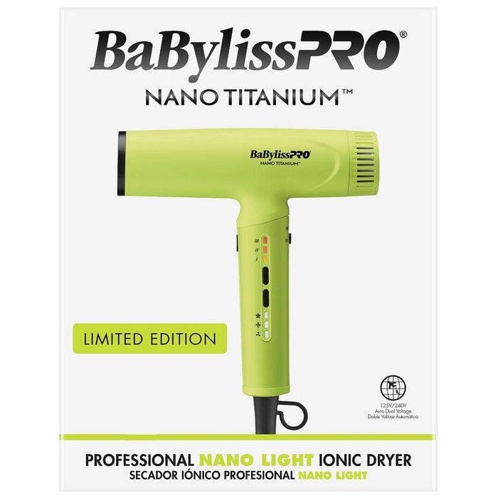 BaByliss Pro LIMITED EDITION Nano Titanium Professional Nano Light Ionic High-Speed Dryer - Neon Yellow #BNTC9200NY