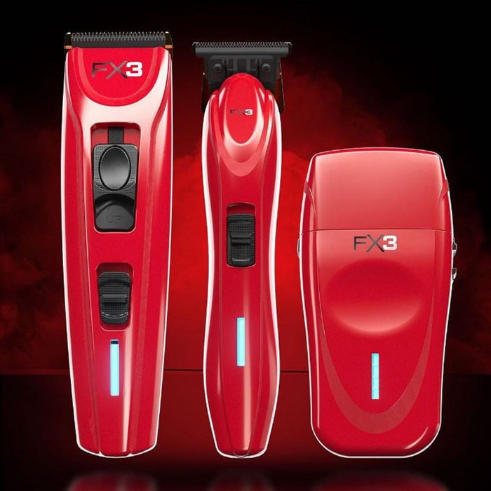 BaByliss Pro FX3 Red Bundle Pack [Clipper & Trimmer & Shaver]