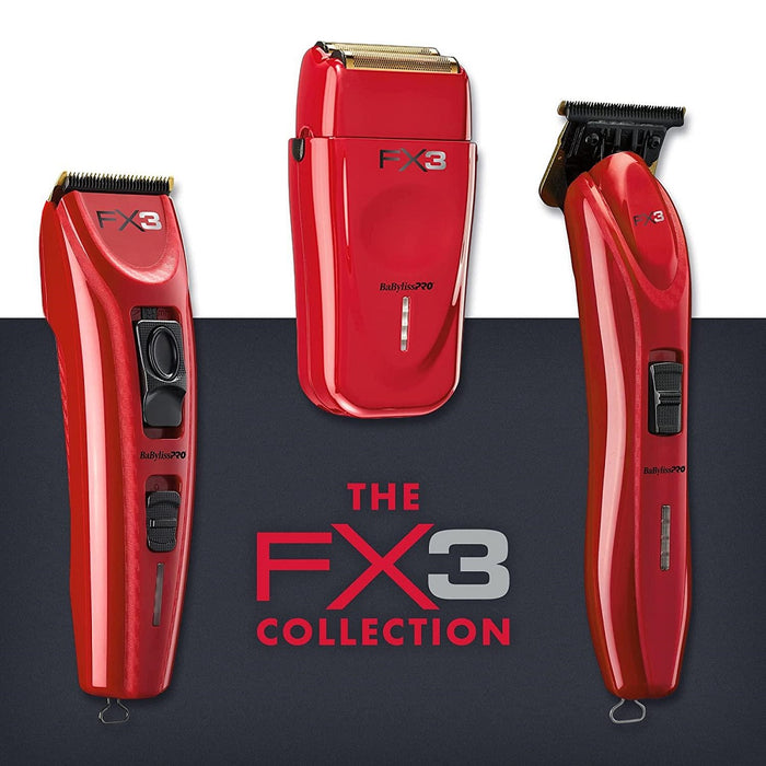 BaByliss Pro FX3 Red Bundle Pack [Clipper & Trimmer & Shaver]