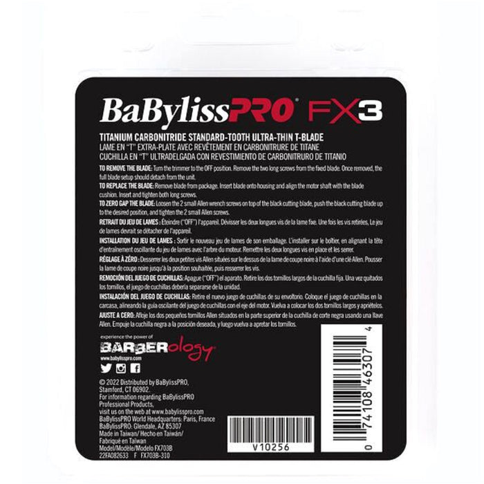 BaByliss Pro Titanium Carbon-Nitride Standard-Tooth Ultra-Thin Replacement T-Blade #FX703B