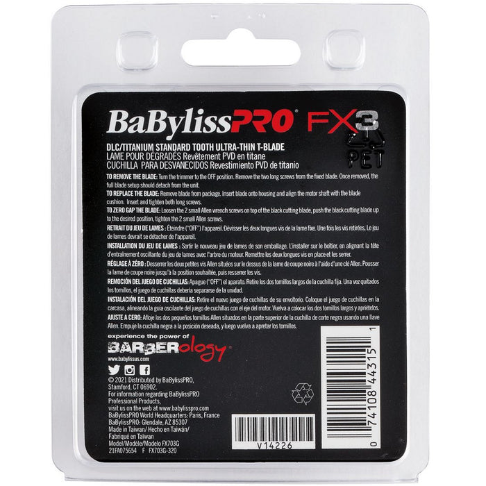 BaByliss Pro FX3 DLC/Titanium Ultra-Thin Zero Gap Replacement Blade #FX703G