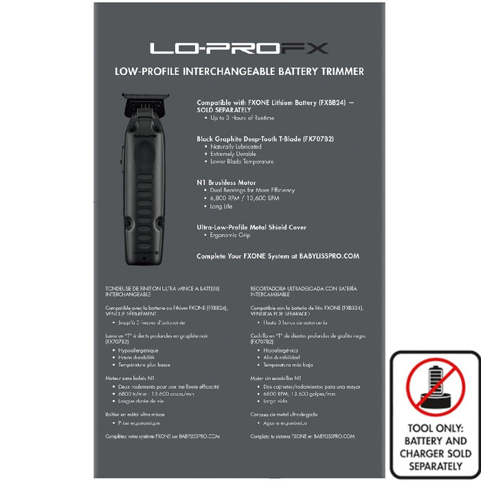 BaByliss Pro LIMITED EDITION FXONE LO-PROFX Trimmer - Matte Black (TOOLS ONLY) #FX729MBLT