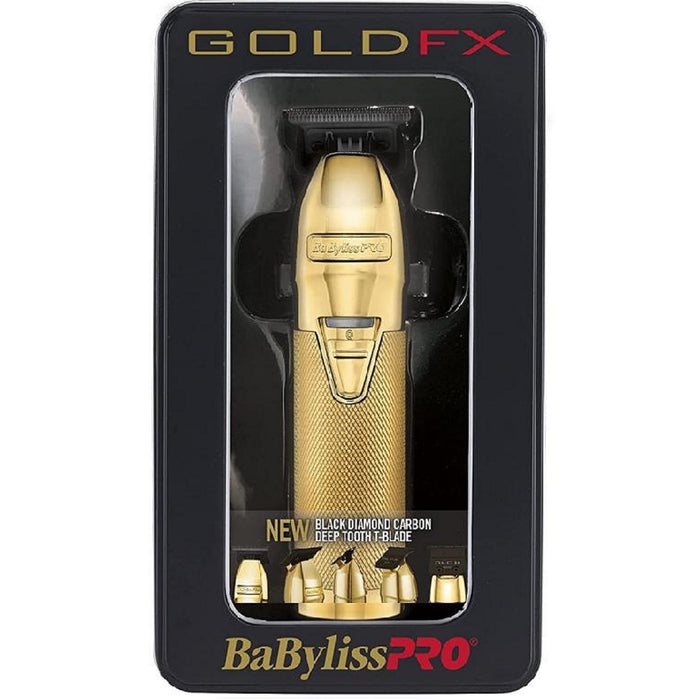 BaByliss Pro GOLDFX Outlining Trimmer with Black Diamond Carbon Deep Tooth Blade #FX787GDB