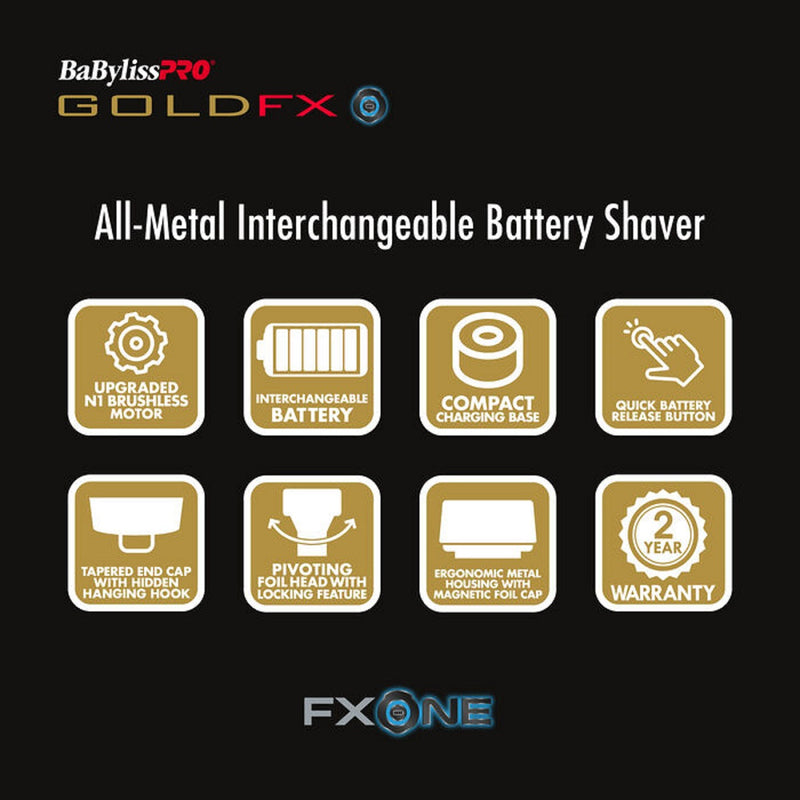 BaByliss Pro FXONE GOLDFX All-Metal Double Foil Shaver #FX79FSG