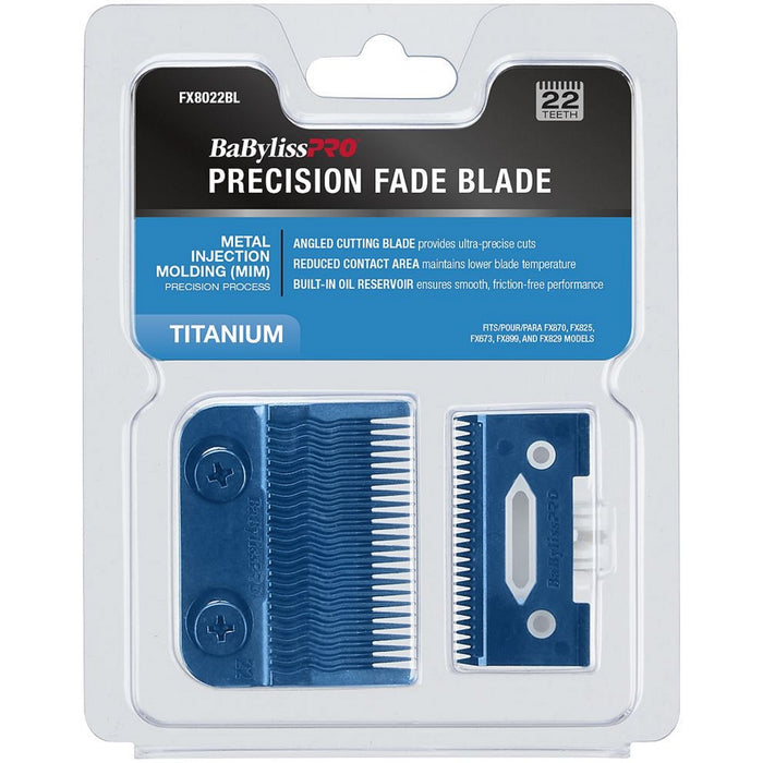 BaByliss Pro Blue Titanium Metal-Injection Molded Precision Fade Blade #FX8022BL