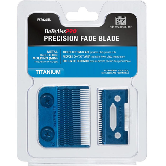 BaByliss Pro Blue Titanium Metal-Injection Molded Precision Fade Blade [27 Teeth] #FX8027BL