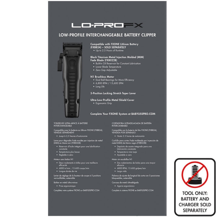 BaByliss Pro LIMITED EDITION FXONE LO-PROFX Clipper - Matte Black (TOOL ONLY) #FX829MBLT