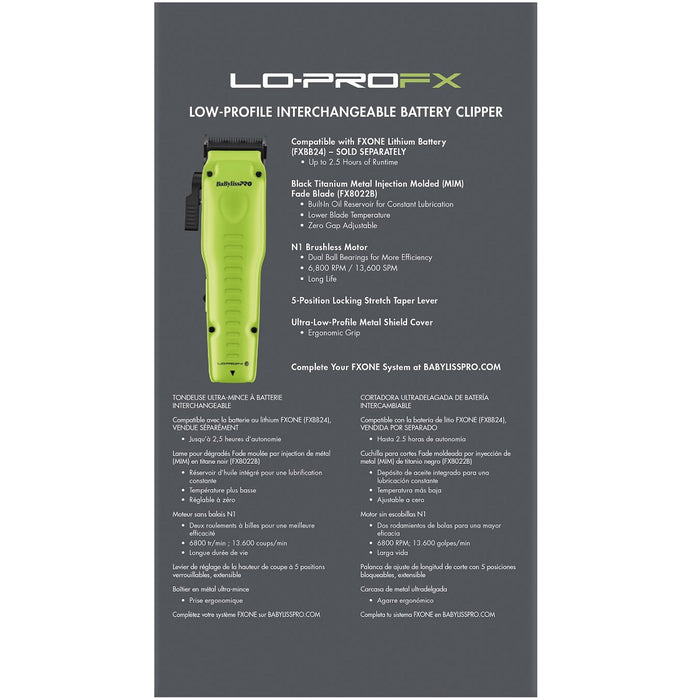 BaByliss Pro LIMITED EDITION FXONE LO-PROFX Clipper - Neon Yellow (TOOL ONLY) #FX829NYLT