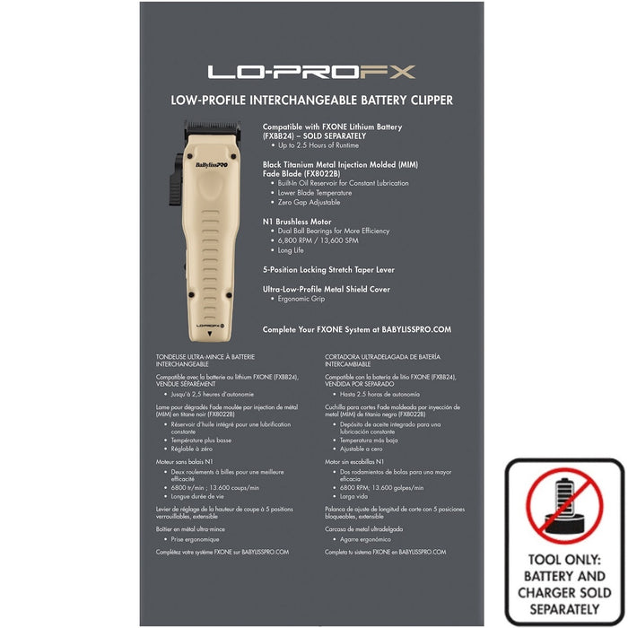 BaByliss Pro LIMITED EDITION FXONE LO-PROFX Clipper - Sand (TOOL ONLY) #FX829SDLT