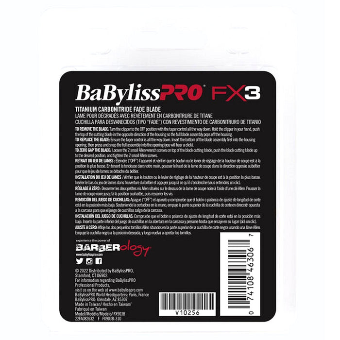 BaByliss Pro FX3 Titanium Carbon-Nitride Standard-Tooth Ultra-Thin Replacement Fade Blade #FX903B