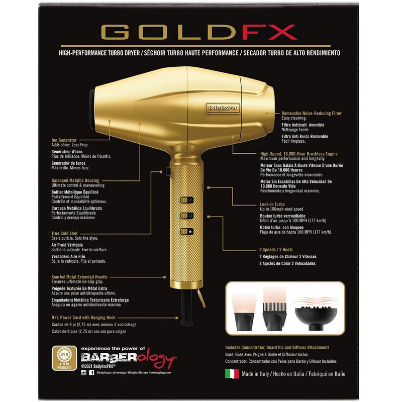 BaByliss Pro GOLDFX High Performance Turbo Dryer - Gold #FXBDG1