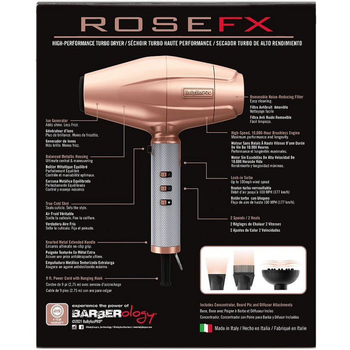 BaByliss Pro ROSEFX High Performance Turbo Dryer - Rose Gold #FXBDRG1