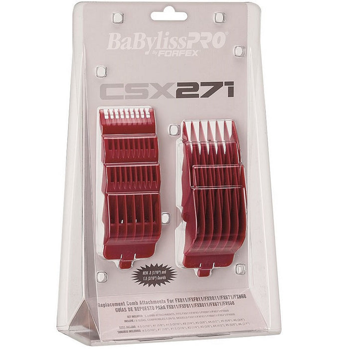 BaByliss Pro 8 Pcs Red Attachment Comb Set Fits All 811 Models, FX668, FX671 #FXCSX271