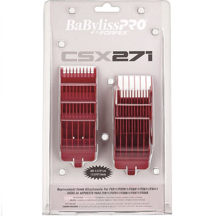 BaByliss Pro 8 Pcs Red Attachment Comb Set Fits All 811 Models, FX668, FX671 #FXCSX271