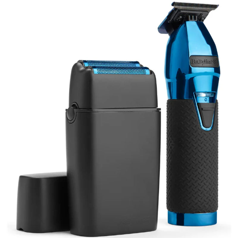 BaByliss Pro LIMITED EDITION Black & Blue Trimmer and Double-Foil Shaver Combo #FXDUOFS2TBL