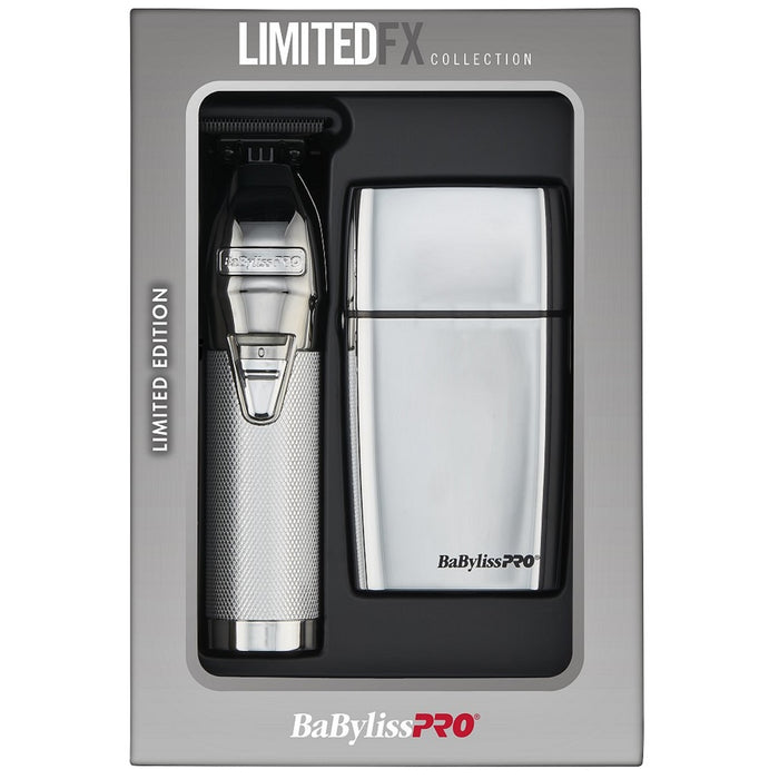 BaByliss Pro LIMITEDFX Silver Trimmer & Double Foil Shaver #FXDUOFS2TS