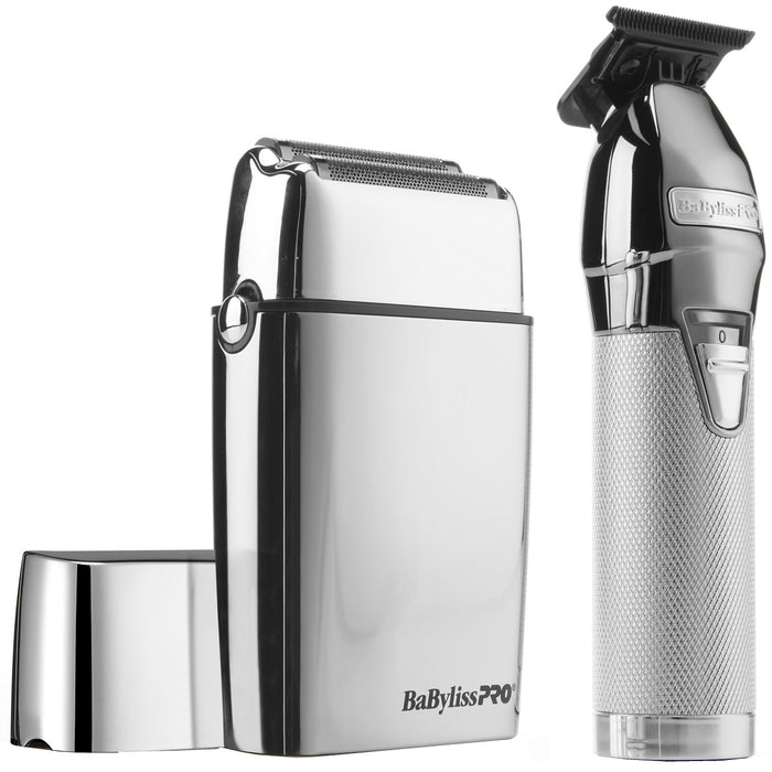 BaByliss Pro LIMITEDFX Silver Trimmer & Double Foil Shaver #FXDUOFS2TS