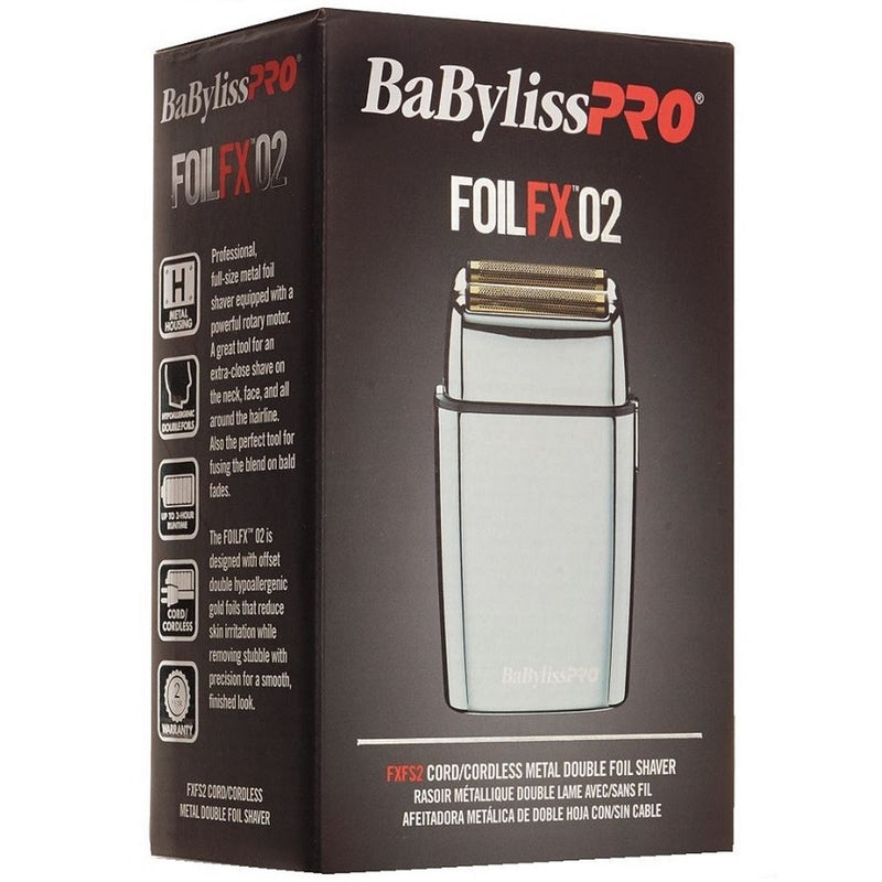 BaByliss Pro FOILFX02 Cordless Metal Double Foil Shaver - Silver #FXFS2