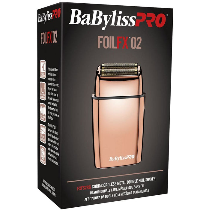 BaByliss Pro FOILFX02 Cordless Metal Double Foil Shaver - Rose Gold #FXFS2RG