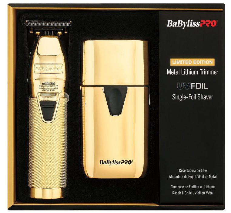 BaByliss Pro LIMITED EDITION Metal Lithium Trimmer & UVFOIL Single-Foil Shaver #FXLFHOLPKG