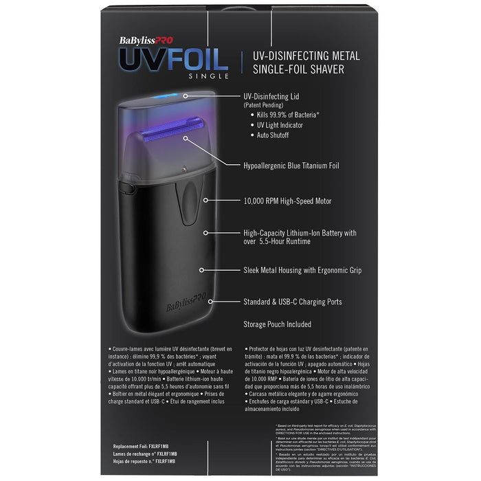 BaByliss Pro LIMITED EDITION UVFOIL Matte Black UV Single Foil Shaver #FXLFS1MB