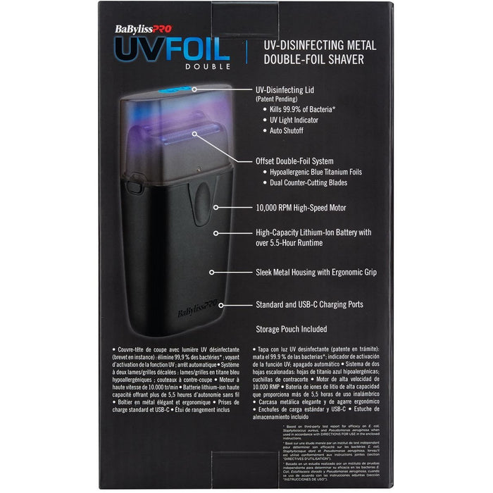 BaByliss Pro LIMITED EDITION UVFOIL Matte Black UV Double Foil Shaver #FXLFS2MB