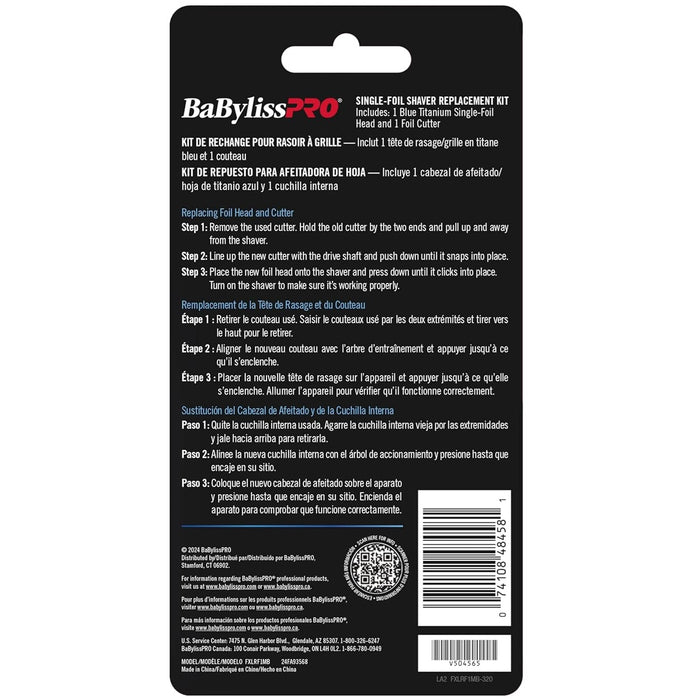 BaByliss Pro UVFOIL Matte Black Replacement Single Foil and Cutters for FXLFS1 #FXLRF1MB