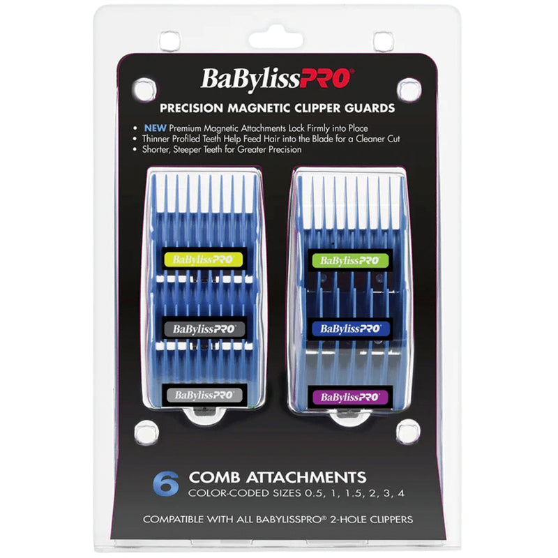 BaByliss Pro Precision Magnetic Clipper Guards Blue 6 Pcs Comb Set #FXPCMG