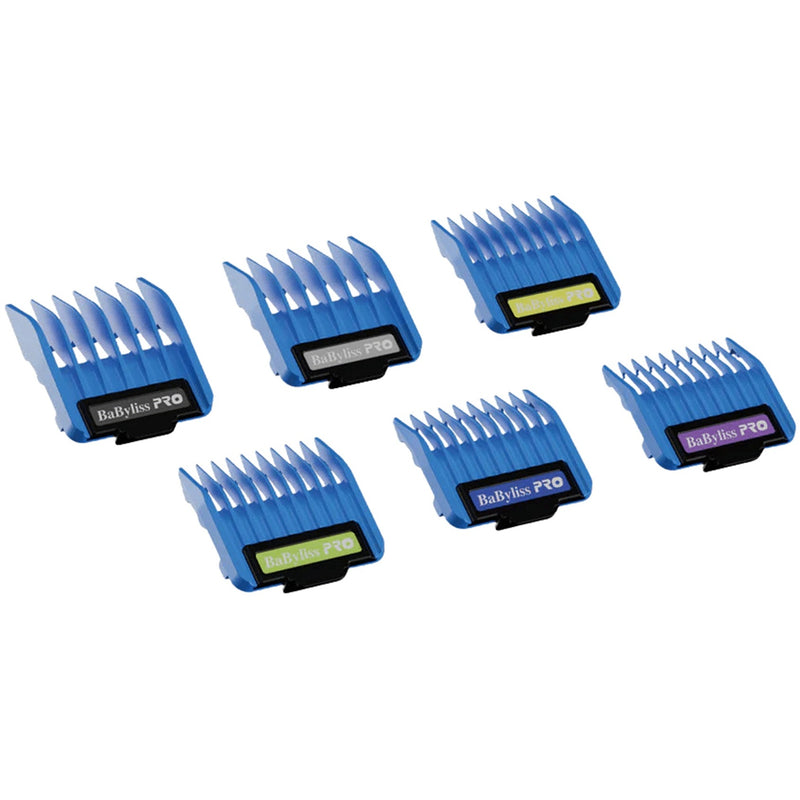 BaByliss Pro Precision Magnetic Clipper Guards Blue 6 Pcs Comb Set #FXPCMG
