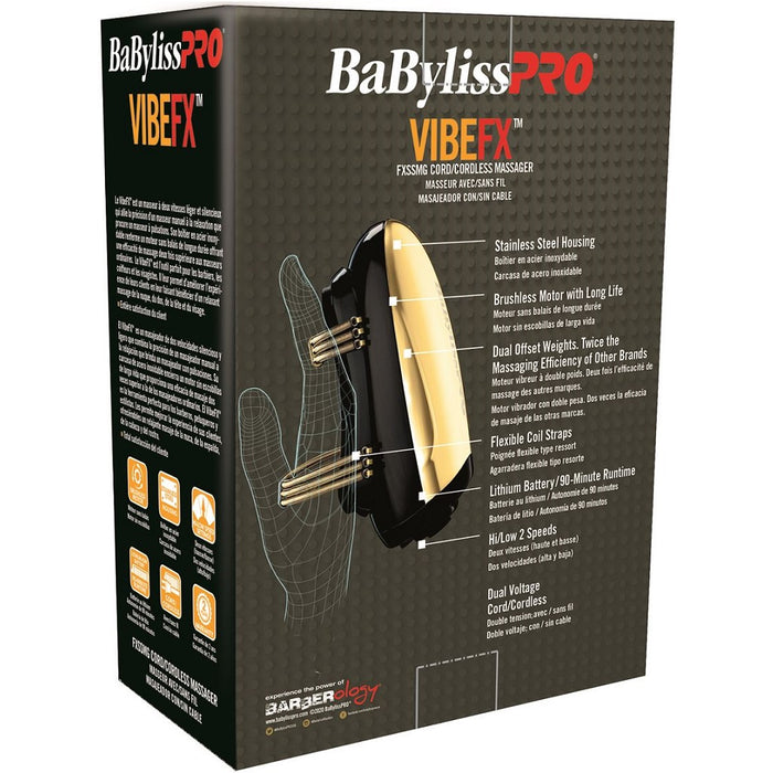 BaByliss Pro VIBEFX Cord/Cordless Massager - Gold #FXSSMG