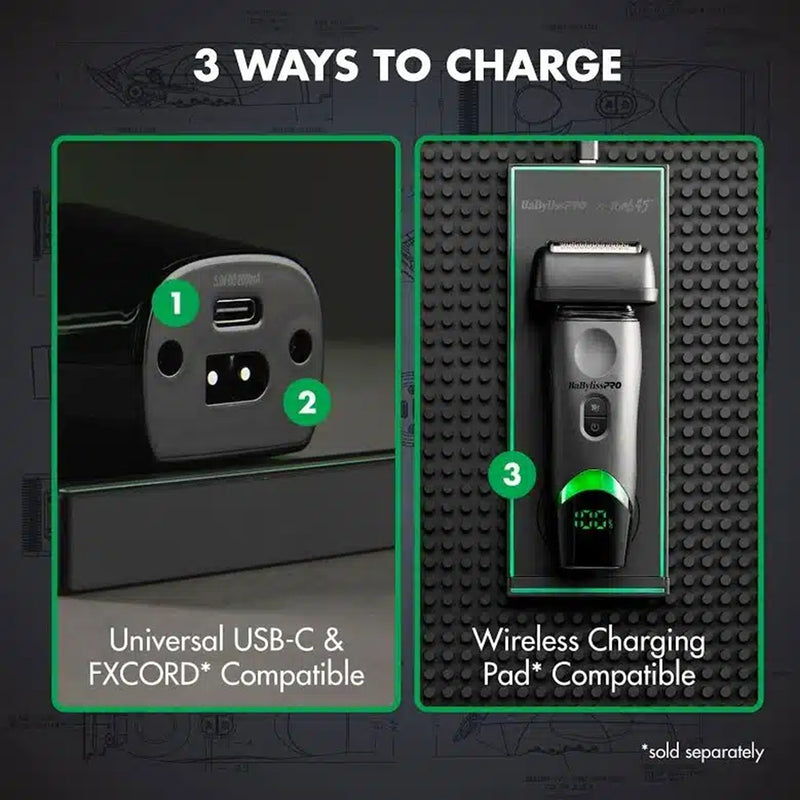 BaByliss Pro X Tomb45 Wireless Charging Double-Foil Shaver #FXT45FS