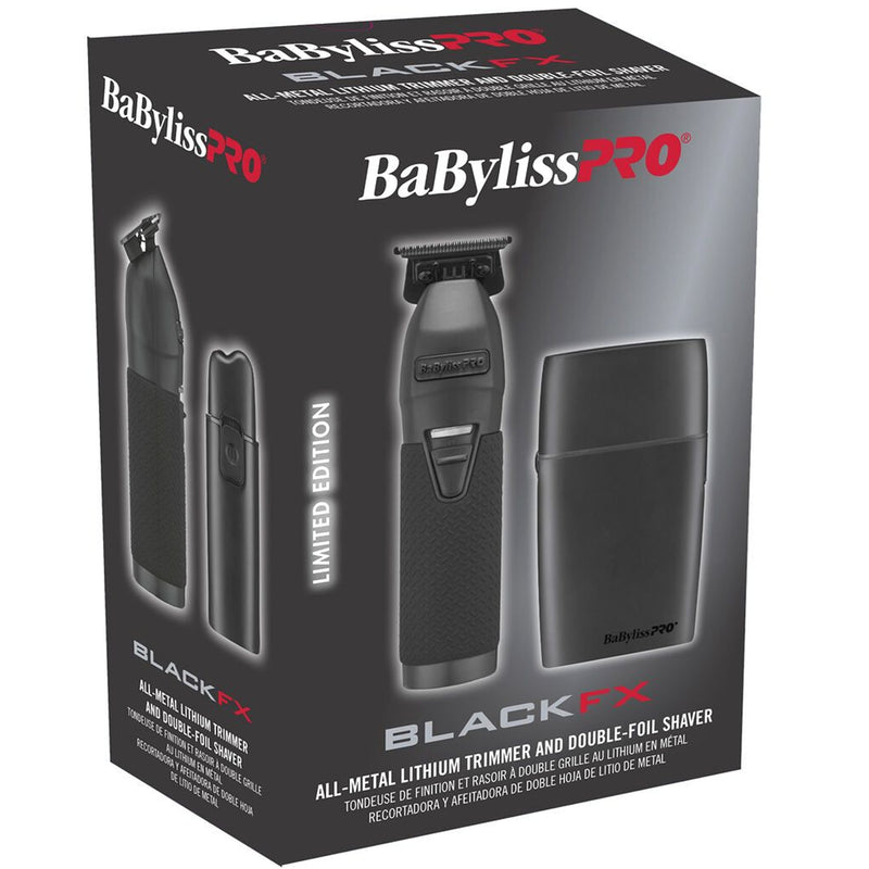 BaByliss Pro LIMITED EDITION BLACKFX Trimmer & Double-Foil Shaver Combo #FXTSMBPK