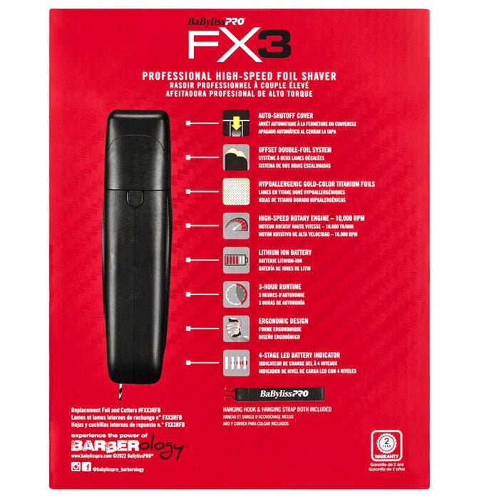 BaByliss Pro FX3 Professional High Speed Foil Shaver - Black #FXX3SB