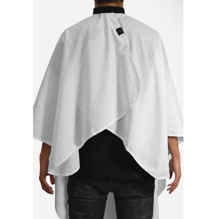 Barber Strong The Barber Cape - Classic White w/ Black Pinstripe #BSC03-WHT/BLK