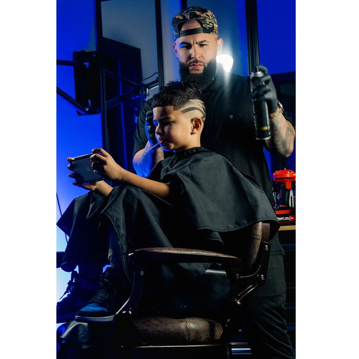 Barber Strong The Hands Free Barber Cape Black - Junior #BSC18-BLK-JR