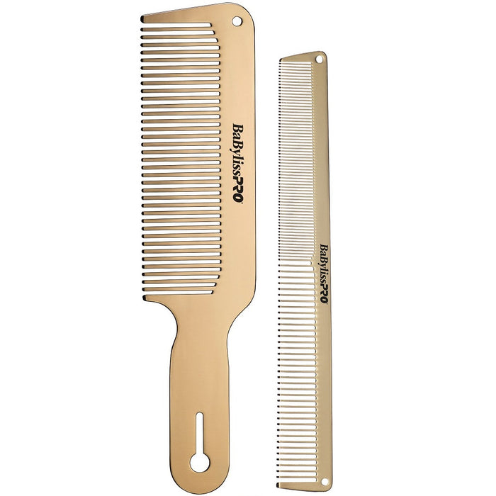 BaByliss Pro BARBERology GOLDFX Metal Comb 2-Pack #BCOMBSET2G