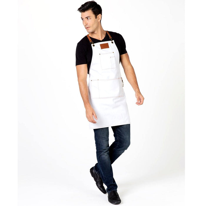 Betty Dain Brooklyn Denim Apron - White #195-WHT