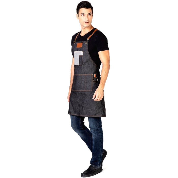 Betty Dain Brooklyn Denim Apron - Black #195-BLK