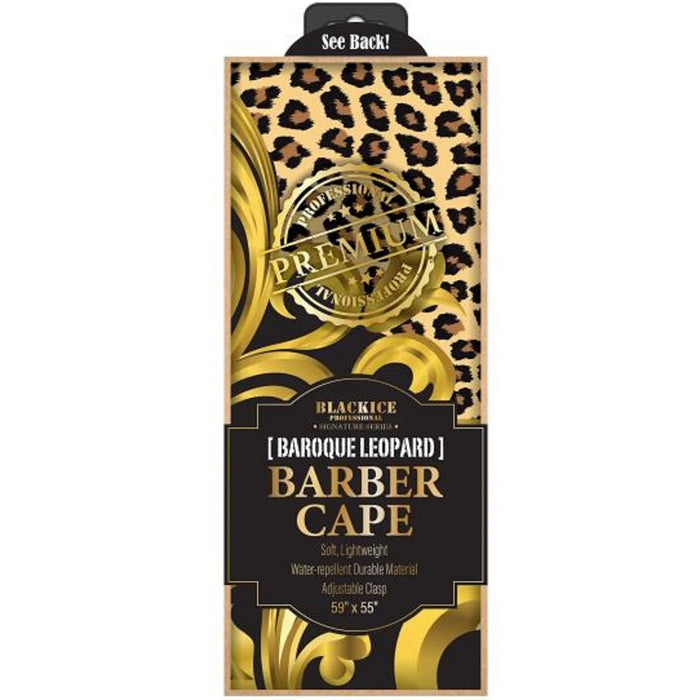 Black Ice Premium Graphic Pattern Barber Cape - Baroque Leopard #BVE009BAR