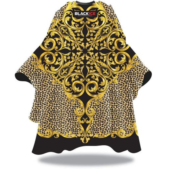 Black Ice Premium Graphic Pattern Barber Cape - Baroque Leopard #BVE009BAR