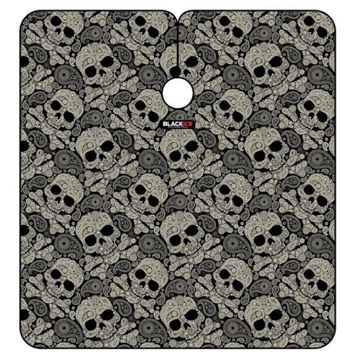 Black Ice Premium Graphic Pattern Barber Cape - Paisley Skull #BVE009PAI