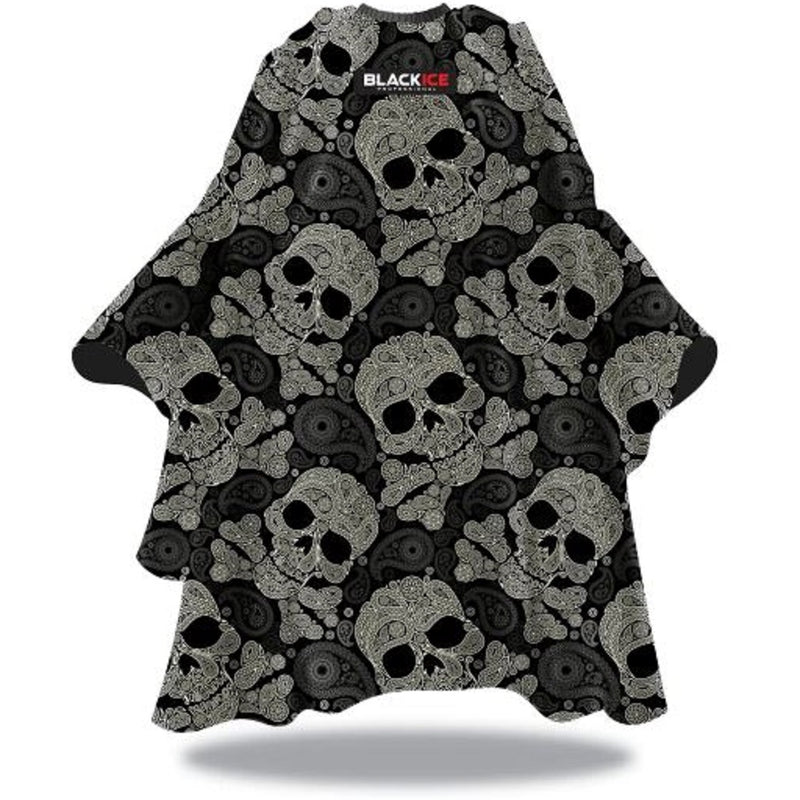 Black Ice Premium Graphic Pattern Barber Cape - Paisley Skull #BVE009PAI