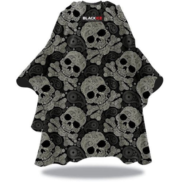 Black Ice Premium Graphic Pattern Barber Cape - Paisley Skull #BVE009PAI