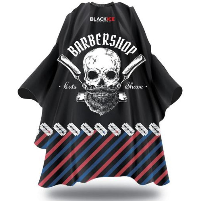 Black Ice Premium Graphic Pattern Barber Cape - Skull Barber #BVE009SKU