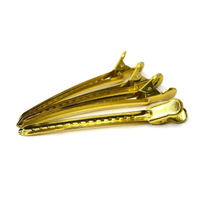 Black Ice Stylish Gold Duckbill Hair Clips - 4 Pack #BIC025GOL