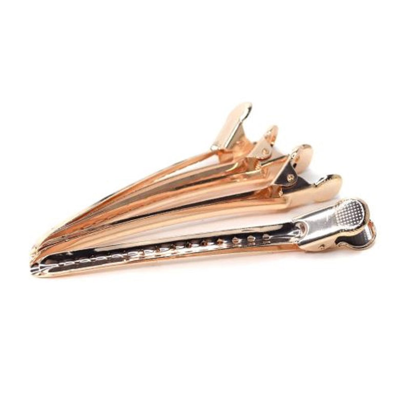 Black Ice Stylish Gold Duckbill Hair Clips 4 Pack [2 Color Options]