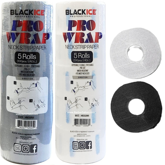 Black Ice Neck Strip Rolls Black 500 Strips [2 Color Options]