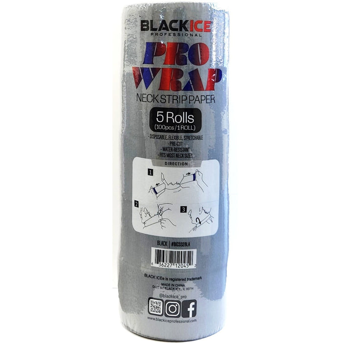 Black Ice Neck Strip Rolls Black 500 Strips #BIC032BLA